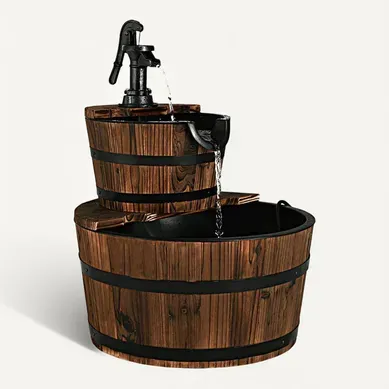 Fontaine En Cascade 2 Etages Puit Décoration De Jardin/cour Avec Pompe, Capacité: 19 L Fontaine En Cascade 2 Etages Puit Décoration De Jardin/cour Avec Pompe, Capacité: 19 L