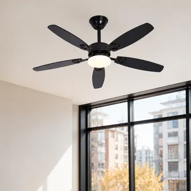 Ventilateur De Plafond Avec éclairage LED Silencieux à Intensité 23w Noir Minuterie 6 Vitesses
