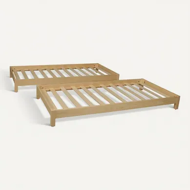 Lit Empilable 1 Place 90x190cm 2 Sommiers Inclus Bois Clair Lit Empilable 1 Place 90x190cm 2 Sommiers Inclus Bois Clair