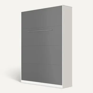 Lit Escamotable +2 Placards Vertical 120x200+(50x2)cm Miroir Lit Mural Blanc/anthracite