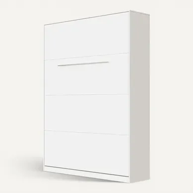 Lit Escamotable +2 Placards Vertical 120x200+(50x2)cm Miroir Lit Mural Supérieur Blanc/blanc