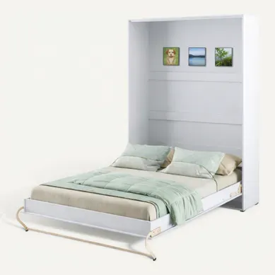 Lenart Lit Escamotable Matelas Inclus Vertical 140x200cm Blanc Mat Lit Rabattable Consus Pro