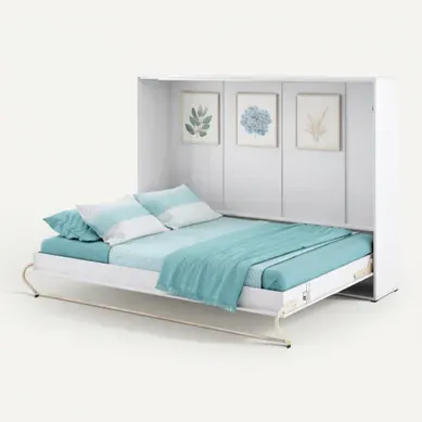 Lenart Lit Escamotable Matelas Inclus Horizontal 140x200cm Blanc Mat Lit Rabattable Consus Pro
