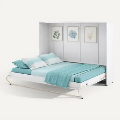 Lenart Lit Escamotable Matelas Inclus Horizontal 120x200cm Blanc Mat Lit Rabattable Consus Pro