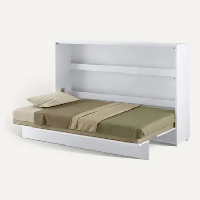 Lenart Lit Escamotable Matelas Inclus Horizontal 120x200cm Blanc Brillant Lit Rabattable"consus"