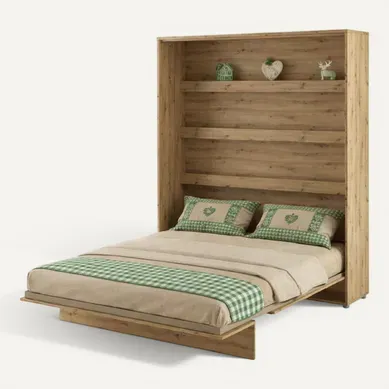 Lenart Lit Escamotable Matelas Inclus Vertical 160x200cm Chêne Artisan Lit Rabattable"consus"
