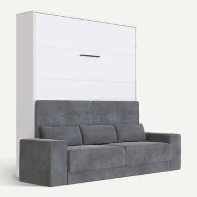 Lit Escamotable 180x200cm Vertical Canapé Anthracite Lit Mural Sup M1 Blanc