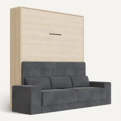 Lit Escamotable 180x200cm Vertical Canapé Anthracite Lit Mural Sup M1 Chêne Kaiserberg