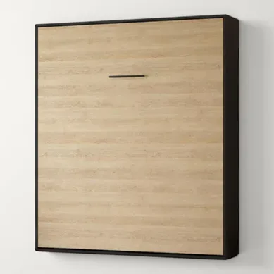 Lit Escamotable 180x200cm Vertical Lit Mural Sup M1 Cadre Rembourré Anthracite/chêne Kaisersberg