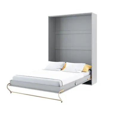 Lenart Armoire Lit Escamotable Vertical 140x200 Cm Gris Mat Lit Rabattable Lit Mural Consus Pro