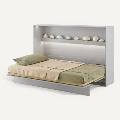 Lenart Armoire Lit Escamotable Horizontal 120x200 Cm Gris Lit Rabattable Lit Mural"consus"