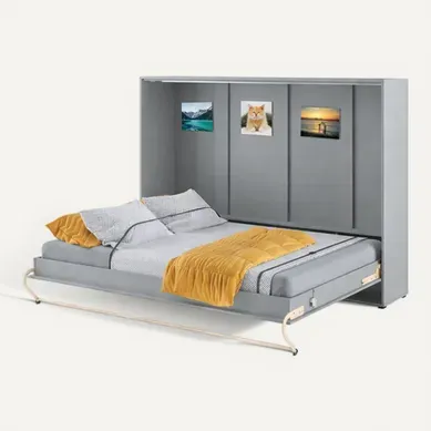 Lenart Lit Escamotable Horizontal 120x200cm Matelas Inclus Gris Lit Rabattable Consus Pro