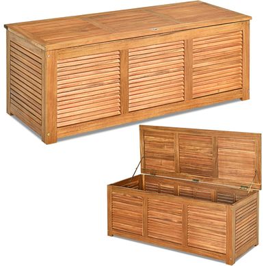 Coffre De Jardin En Bois D’acacia Certifié Fsc 178l 120,5 X 44,5 X 44,5 Cm Charge Max 150kg Coffre De Jardin En Bois D’acacia Certifié Fsc 178l 120,5 X 44,5 X 44,5 Cm Charge Max 150kg