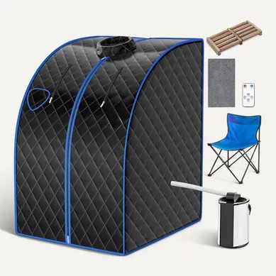 Cabine De Sauna Maison Portable Capacité 3l Avec Télécommande Tabouret Noir Cabine De Sauna Maison Portable Capacité 3l Avec Télécommande Tabouret Noir