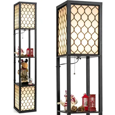 Lampadaire Sur Pied/lampe Sur Pied 1,56 M-costway-2 Etagères Pour Chambre/salon 40w