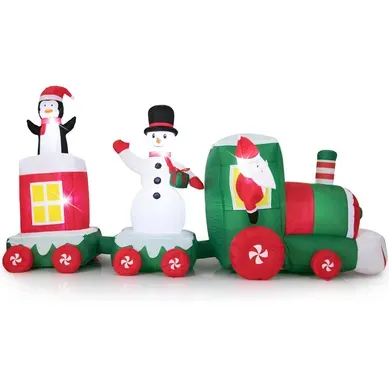 Décoration De Noël Gonflable De 350 Cm, Train Gonflable De Noël Avec Père Noël