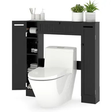 Meuble Wc Au-dessus Des Toilettes, Etagère De Rangement De Salle De Bains(19,5 X 89 X 99 Cm,noir) Meuble Wc Au-dessus Des Toilettes, Etagère De Rangement De Salle De Bains(19,5 X 89 X 99 Cm,noir)
