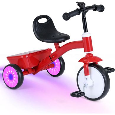 Tricycle Bébé évolutif Avec Roues Lumineuses et Sonnette,vélo Enfant à 3 Roues Avec Siège Réglable