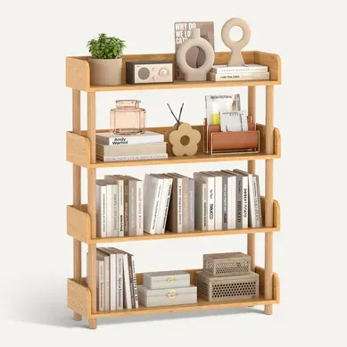 Etagère à 4 Niveaux, Etagère Rangement Sur Pied En Bois De Pin (80 X 24 X 102 Cm)