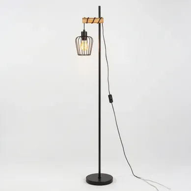 Lampadaire Salon Vintage 1 Flamme Métal Bois Noir E27 H.146 Cm Lampadaire Salon Vintage 1 Flamme Métal Bois Noir E27 H.146 Cm