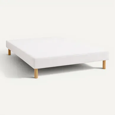 Sommier Tapissier Blanc 130x200 Cm - Fabrication Française Artisanale - Pieds s - Hauteur Avec Sommier Tapissier Blanc 130x200 Cm - Fabrication Française Artisanale - Pieds s - Hauteur Avec