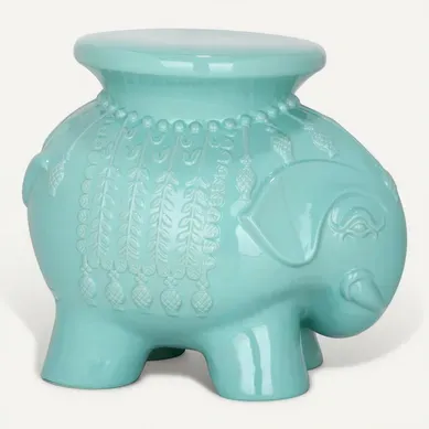 Tabouret De Jardin Lulu Bleu Ceramique 50 X 36 X 42 Cm