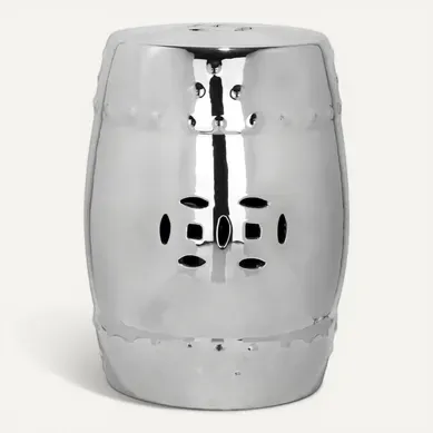 Tabouret De Jardin Denise Argent Ceramique 33 X 33 X 46 Cm