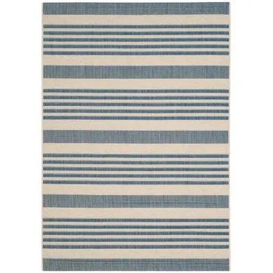 Tapis Cour 122 X 170 Cm Rayé Gemma Bleu