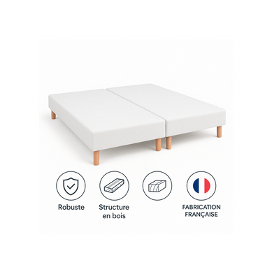 Sommier Tapissier 100x200x2 (200x200) - Fabrication Française Artisanale - Pieds s - Hauteur Sommier Tapissier 100x200x2 (200x200) - Fabrication Française Artisanale - Pieds s - Hauteur
