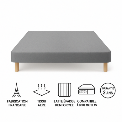 Sommier Tapissier Marron 140x200 - Fabrication Française Artisanale - Pieds Sommier Tapissier Marron 140x200 - Fabrication Française Artisanale - Pieds