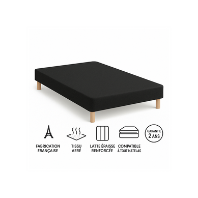 Sommier Tapissier Noir 130x190 Cm Fabrication Française Artisanale Pieds s Hauteur Avec Pied Sommier Tapissier Noir 130x190 Cm Fabrication Française Artisanale Pieds s Hauteur Avec Pied