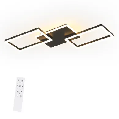 Plafonnier LED Pour Salon Grand Plafonnier Noir À Intensité Variable Avec Télécommande 63 W