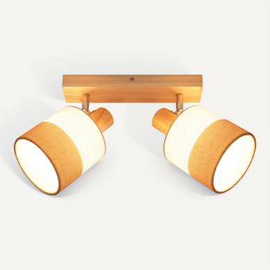 Plafonnier LED 2 Feux Spot Plafonnier Couloir Lampe Bois E14 Vintage Orientable 350°