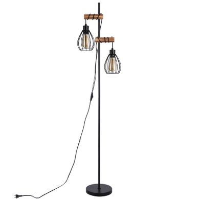 Lampadaire Salon Lampadaire Noir : Lampadaire Bois Métal Industriel E27 Lampadaire 2 Lumières Lampadaire Salon Lampadaire Noir : Lampadaire Bois Métal Industriel E27 Lampadaire 2 Lumières