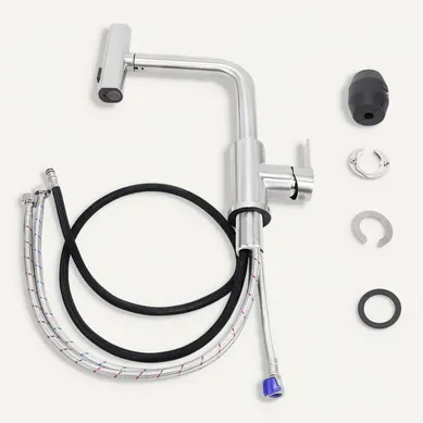 Robinet De Cuisine Extractible Mitigeur D'évier 360° Avec Douchette En Acier Inoxydable Robinet De Cuisine Extractible Mitigeur D'évier 360° Avec Douchette En Acier Inoxydable