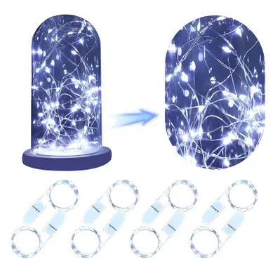 Guirlande Lumineuse LED Pack De 8 Fil De Cuivre Blanc Froid 2m Avec Chaîne Lumineuse à Batterie