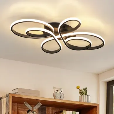 Plafonnier Chambre LED Plafonnier Salon : 30w Lampe De Salon Noir 40cm 3000k