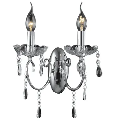 Applique 2 Bras Cristal Baroque Pampilles Argent - Pavia Applique 2 Bras Cristal Baroque Pampilles Argent - Pavia