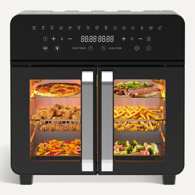 Friteuse à Air 23 L à Double Zone Détachable, 2200 W, 15 Fonctions, Avec Boîte à Recettes Friteuse à Air 23 L à Double Zone Détachable, 2200 W, 15 Fonctions, Avec Boîte à Recettes