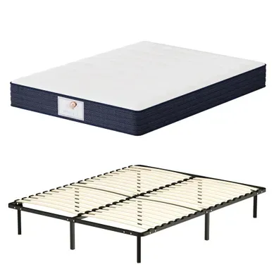 Ensemble Matelas à Ressorts, 140x190cm, Epaisseur 22 cm + sommier à Lattes Sur Pieds Ensemble Matelas à Ressorts, 140x190cm, Epaisseur 22 cm + sommier à Lattes Sur Pieds