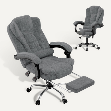 Chaise De Bureau Ergonomique Avec Repose-pieds Et Fonction D'inclinaison Réglable - Gris Chaise De Bureau Ergonomique Avec Repose-pieds Et Fonction D'inclinaison Réglable - Gris
