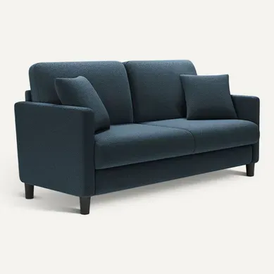 Canapé 2 Places En Velours Teddy 148cm - Bleu Gris