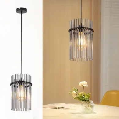 Suspension 1 Flamme Verre Modern Noir E27 Ø 16 Cm (sans Ampoule) Suspension 1 Flamme Verre Modern Noir E27 Ø 16 Cm (sans Ampoule)