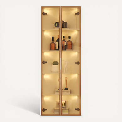Vitrine D’angle LED 62x35x160 Avec Portes Vitrées Blanc Doré Vitrine D’angle LED 62x35x160 Avec Portes Vitrées Blanc Doré