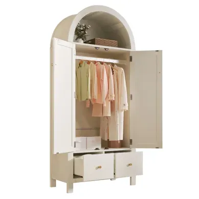 Armoire Blanche 2 Portes 2 Tiroirs 181 Cm Avec Penderie Et Façades Effet Cannage, Blanc Armoire Blanche 2 Portes 2 Tiroirs 181 Cm Avec Penderie Et Façades Effet Cannage, Blanc