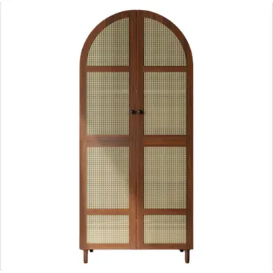 Armoire Penderie 80x50x179 Cm Avec Portes Effet Cannage, Tringle, étagères Et Tiroirs, Effet Noyer Armoire Penderie 80x50x179 Cm Avec Portes Effet Cannage, Tringle, étagères Et Tiroirs, Effet Noyer