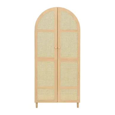 Armoire Penderie 80x50x179 Cm Avec Portes Effet Cannage, Tringle, étagères Et Tiroirs Armoire Penderie 80x50x179 Cm Avec Portes Effet Cannage, Tringle, étagères Et Tiroirs