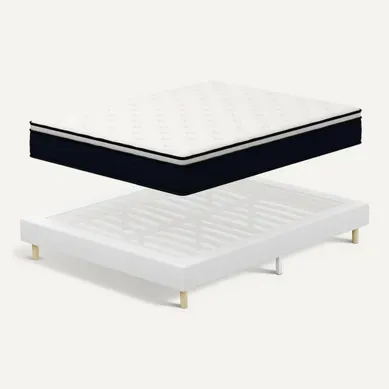 Ensemble Matelas Ressorts Ensachés 140x190 cm Epaisseur 25 cm + Sommier Peuplier 9 Pieds Ensemble Matelas Ressorts Ensachés 140x190 cm Epaisseur 25 cm + Sommier Peuplier 9 Pieds