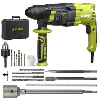Perforateur 1100 W, 3,4 J, 4 Fonctions, Embrayage Sécurité, Vitesse Variable, 20 Accessoires,