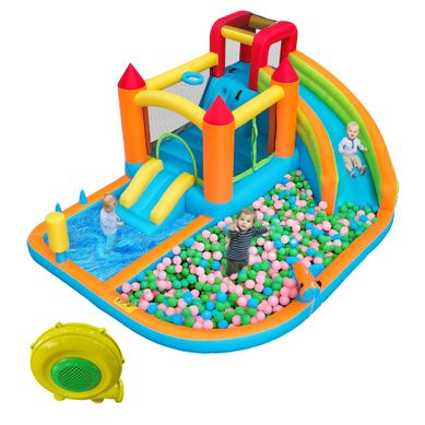 Château Gonflable Avec Toboggan Aquatique Et Souffleur 450w Parc Aquatique